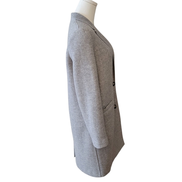 Zara Gray Heathered Wool Long Coat Size Small - Picture 2 of 4